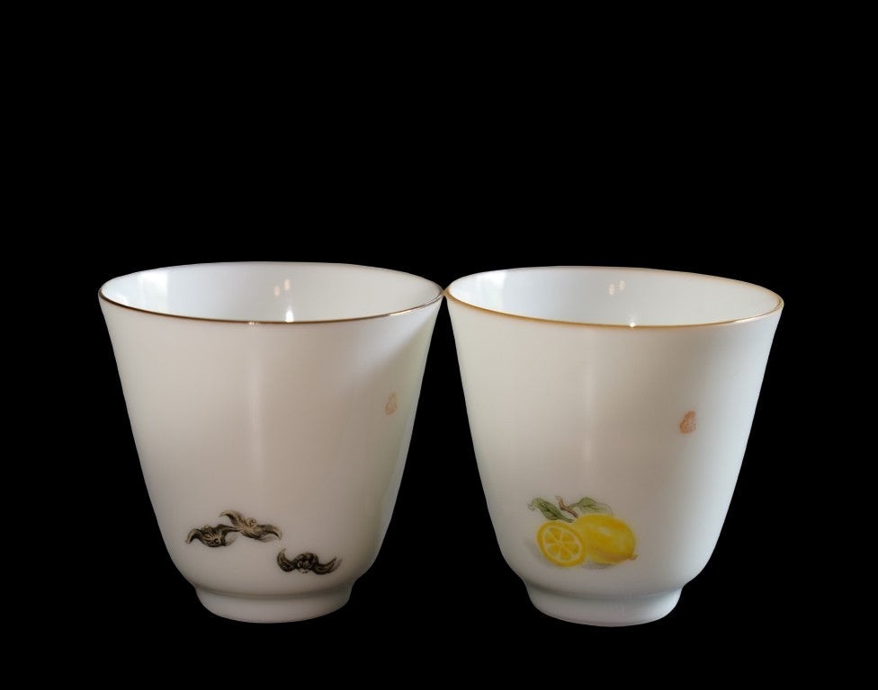 Meimei Fine Teas - Jingdezhen Artisan Doucai Porcelain Birds and Bamboo  Gongfu Teacup Pair - Tea