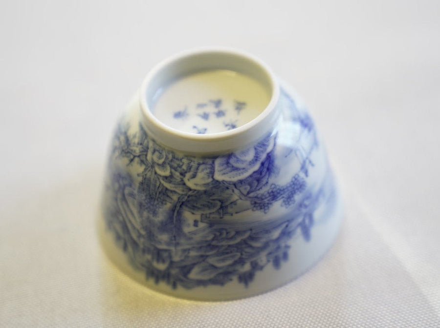 Artisan Jingdezhen Porcelain Tea Bowl Shan Shui Landscape