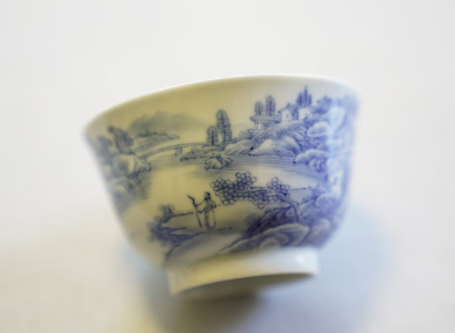 Artisan Jingdezhen Porcelain Tea Bowl Shan Shui Landscape