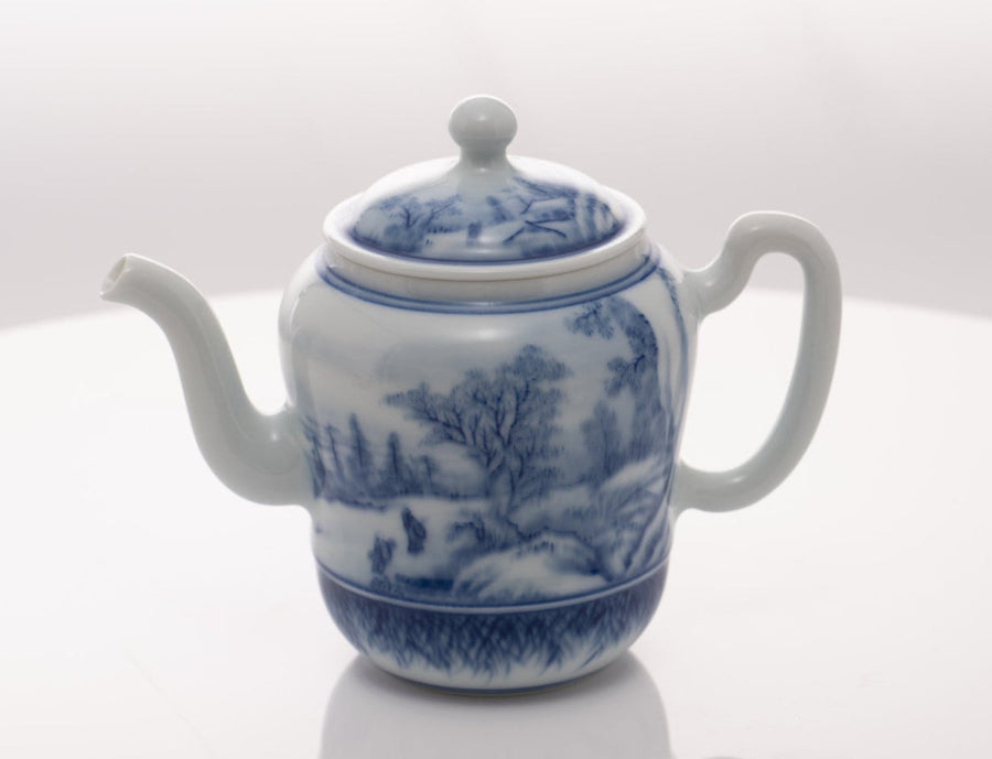 Jingdezhen Artisan Blue and White Porcelain Teapot Classic Snowing Landscape