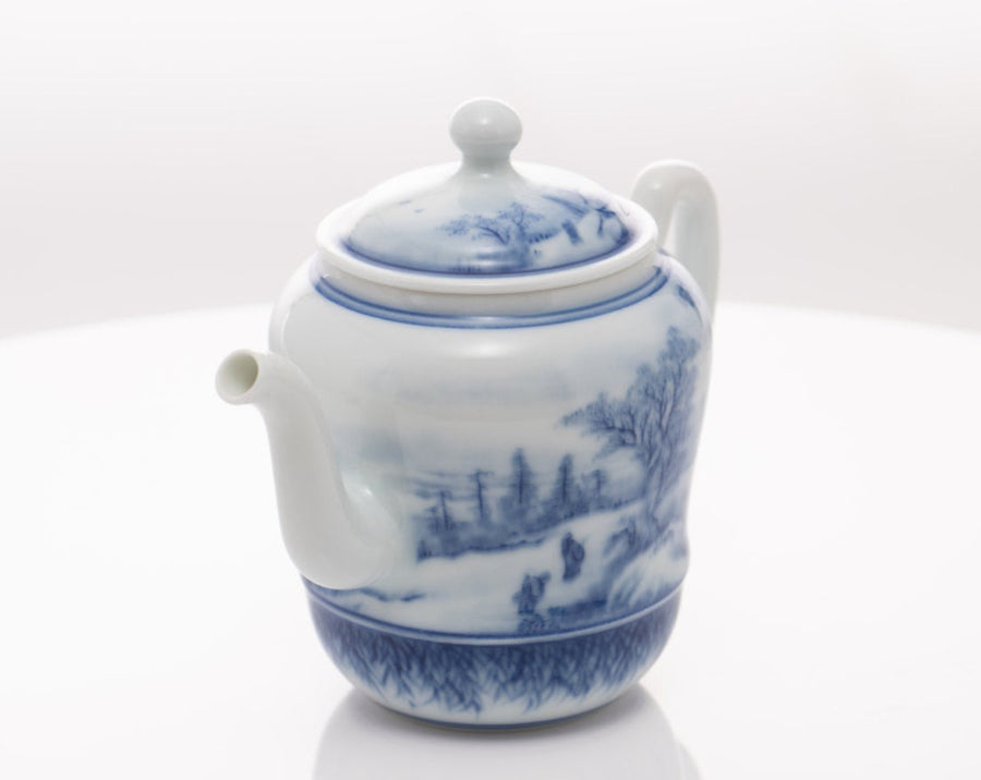 Jingdezhen Artisan Blue and White Porcelain Teapot Classic Snowing Landscape